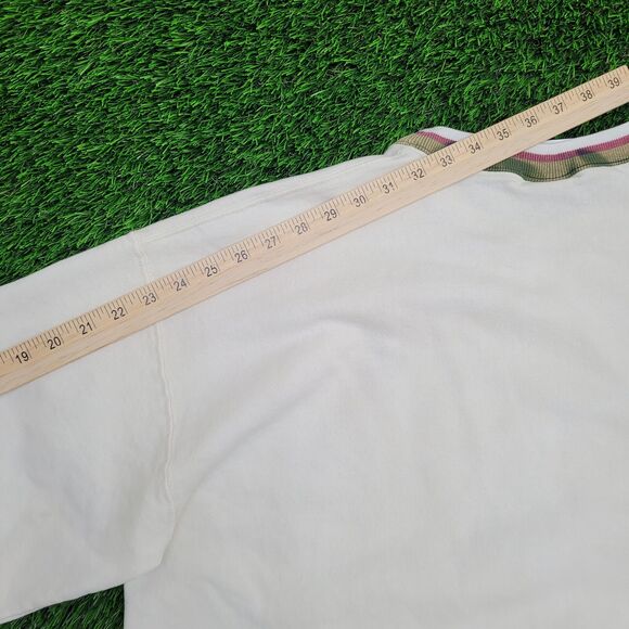 Vintage 90s Nutmeg Ringer Sweatshirt XL 26x27 White - Picture 3 of 13